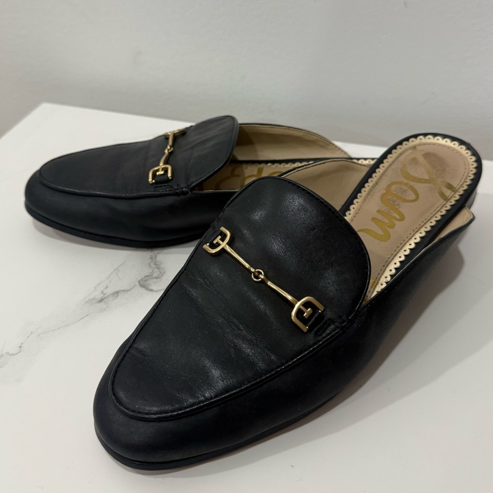 Sam Edelman backless black loafers